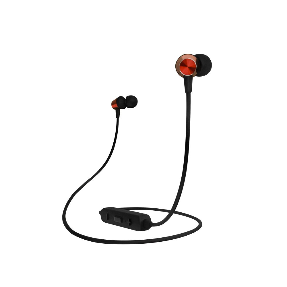 Casti in ear cu magnet, Borofone JoyMove BE18, Wireless, Bluetooth, Negru/Rosu