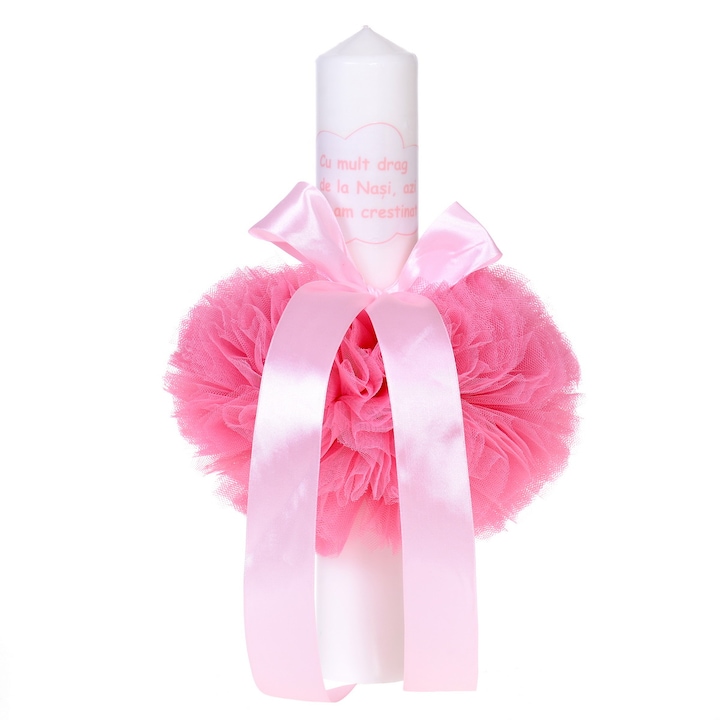 Lumanare botez roz pentru fetita cu mesaj Erfi® 19