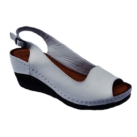 Sandale cu platforma,model simplu,talpa tip pana,D&J Exclussive, Alb