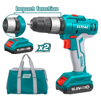 Masina de gaurit cu percutie + 2 acumulatori 16.8V-1.5Ah Li-Ion TOTAL ( INDUSTRIAL ), TIDLI1612, Model 2019 Masina de gaurit cu percutie + 2 acumulatori 16.8V-1.5Ah Li-Ion TOTAL ( INDUSTRIAL ), TIDLI1612, Model 2019