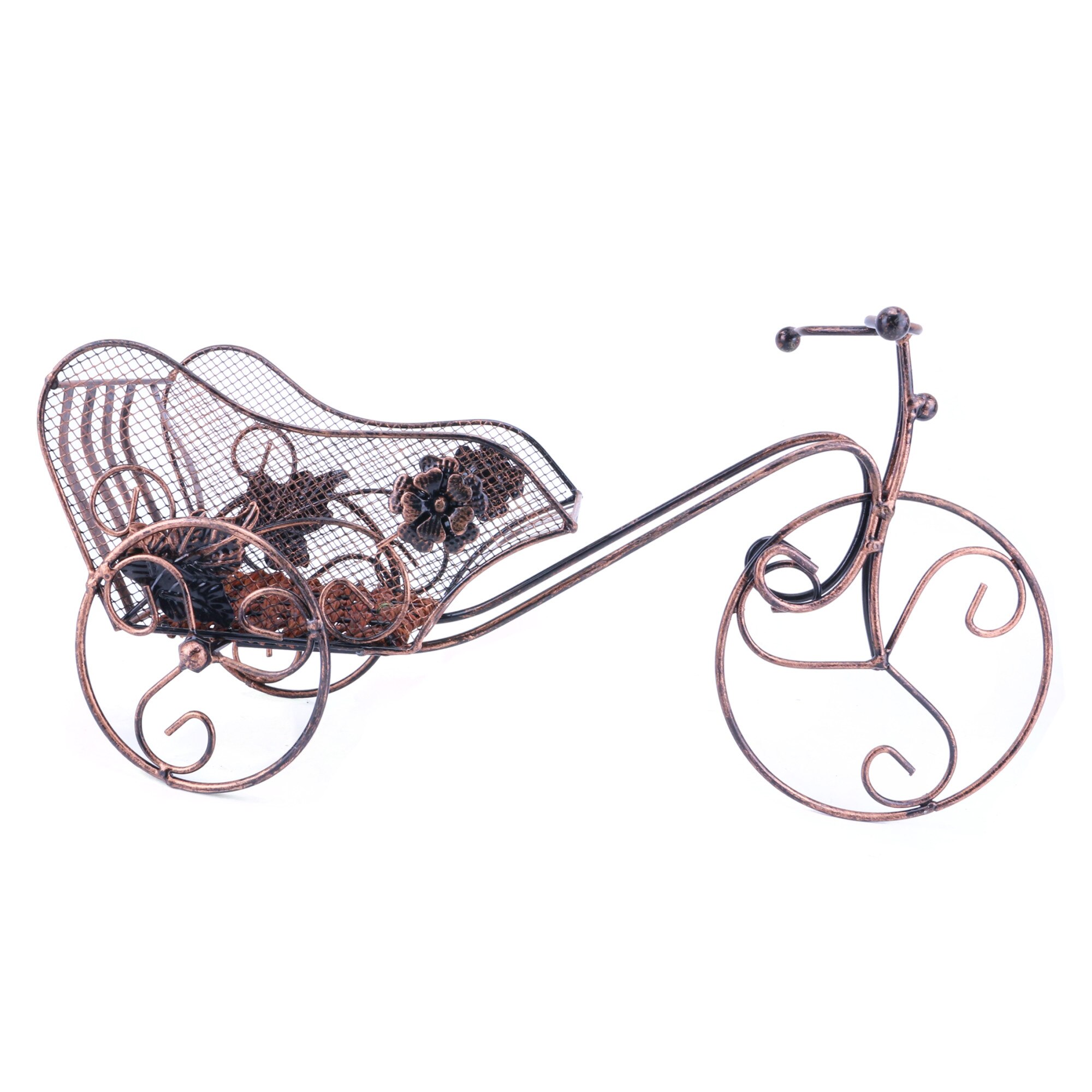 Suport pentru vin in forma de Bicicleta, maro, 44 cm,