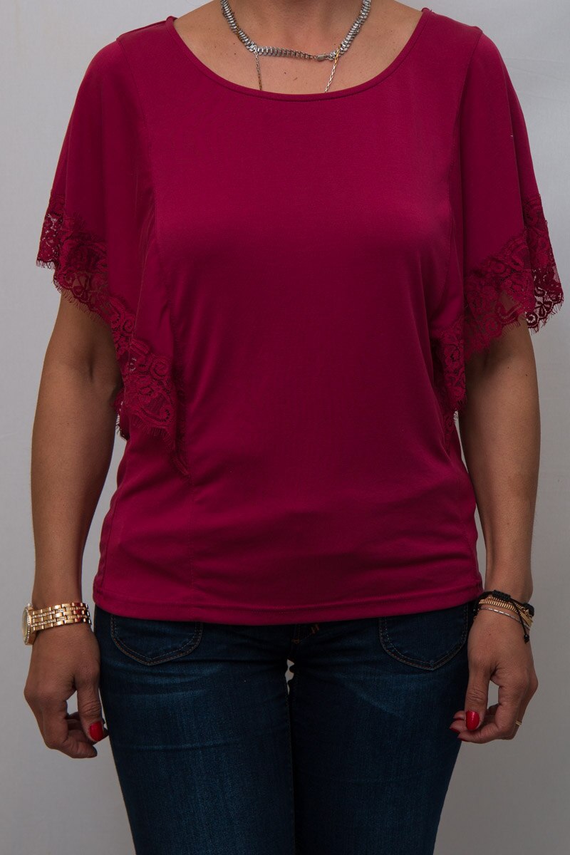 Bluza cu broderie Sisters, Violet, L