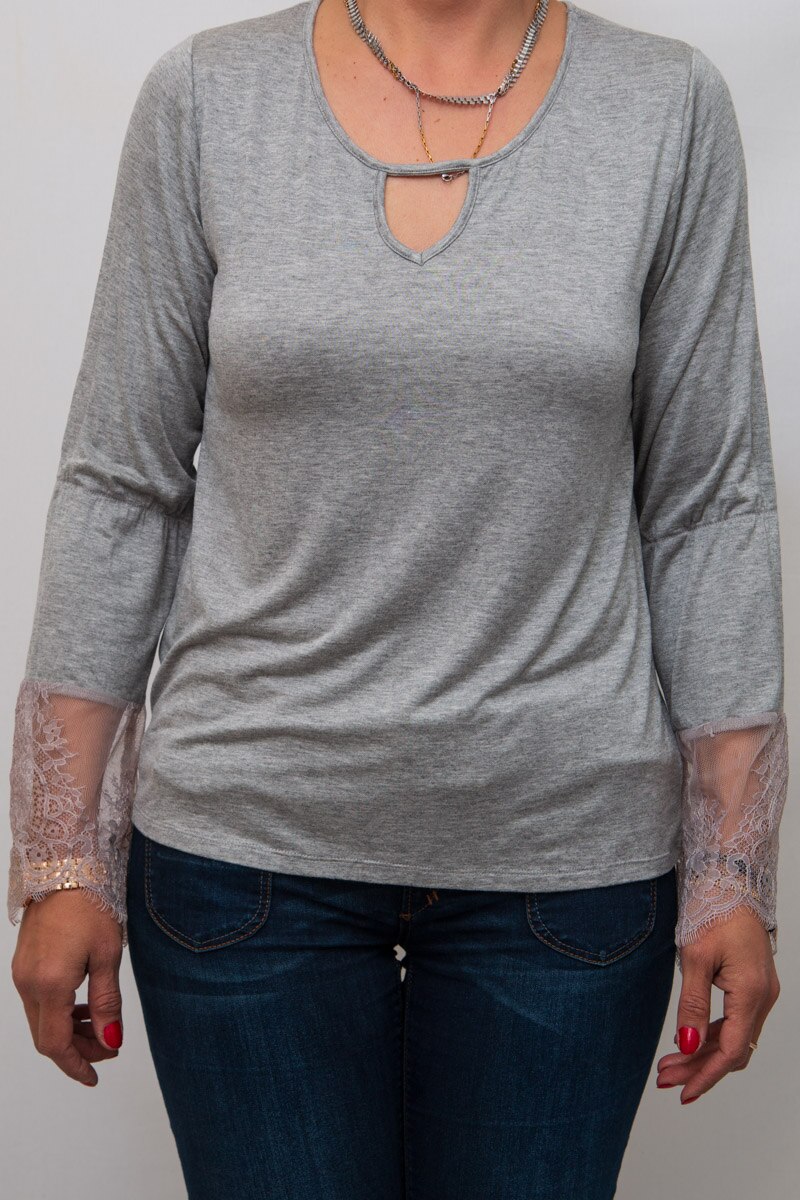 Bluza cu mansete Sisters Point,gri,M