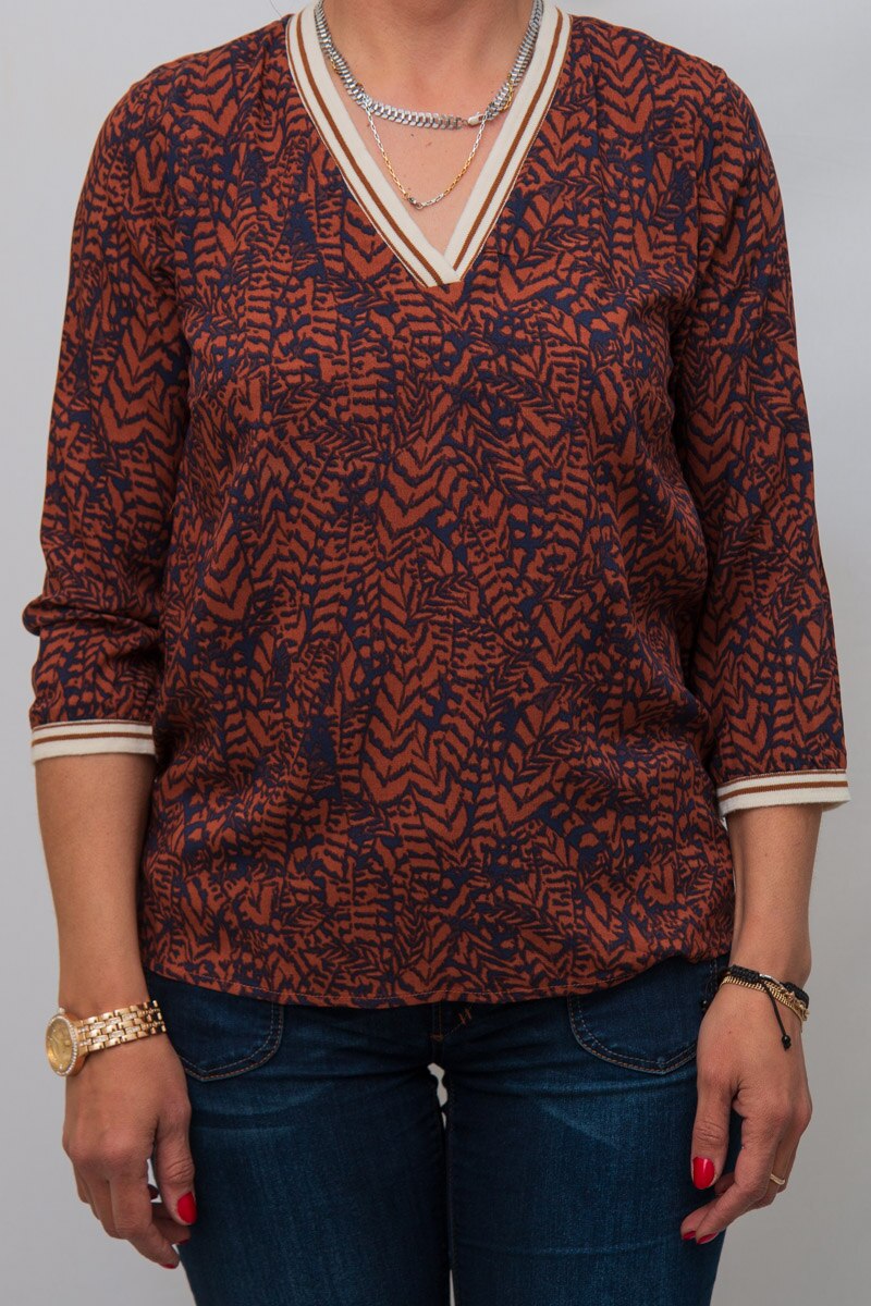 Bluza cu manseta la gat Sisters Point, Maro