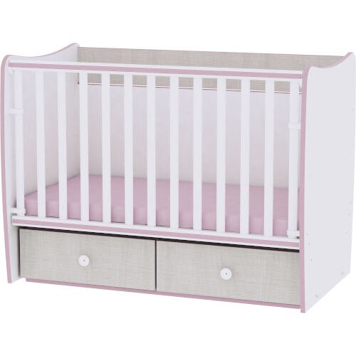 Patut Lorelli Balansoar Transformabil Matrix, Colectia 2019, White Pink Crossline