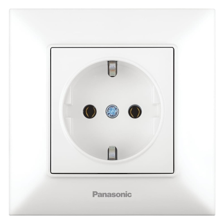Обикновен контакт със заземяване 16A, IP20, Бял, Panasonic Arkedia Slim