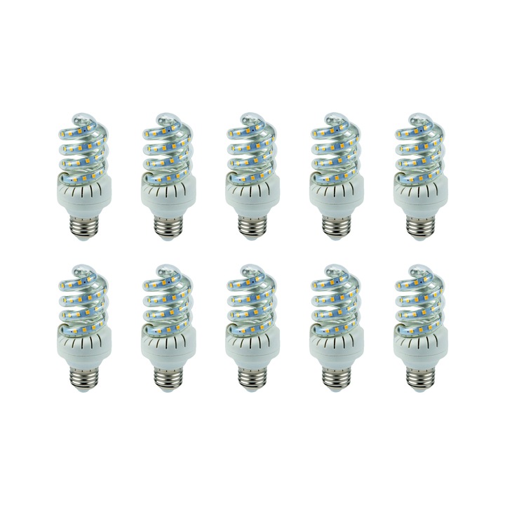 Set 10 Becuri Led Spirala 12W Lumina Rece E27