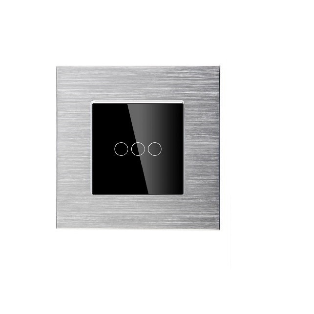 Intrerupator inteligent DeLuxe triplu tactil cap scara/cruce WIFI compatibil Google Home si Alexa M2GB