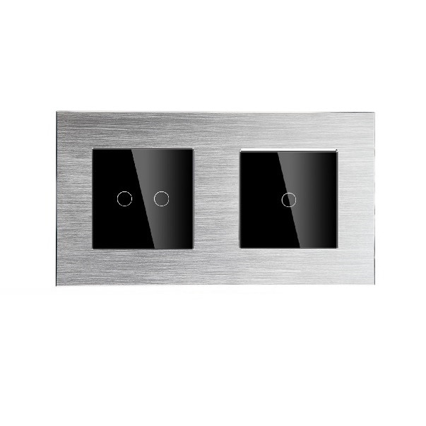 Intrerupator inteligent DeLuxe dublu+simplu cap scara/cruce tactil WIFI compatibil Google Home si Alexa M2GB