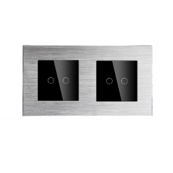 Intrerupator inteligent DeLuxe dublu+dublu cap scara/cruce tactil WIFI compatibil Google Home si Alexa M2GB