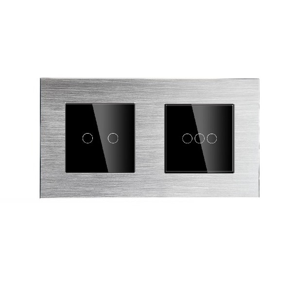 Intrerupator inteligent DeLuxe dublu+triplu cap scara/cruce tactil WIFI compatibil Google Home si Alexa M2GB