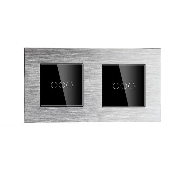 Intrerupator inteligent DeLuxe triplu+triplu cap scara/cruce tactil WIFI compatibil Google Home si Alexa M2GB