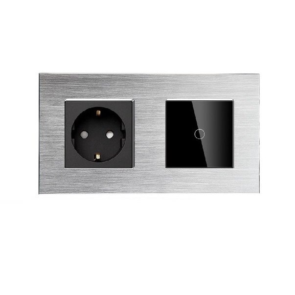 Priza simpla + intrerupator inteligent DeLuxe simplu cap scara/cruce tactil WiFi compatibil Google Home si Alexa M2GB