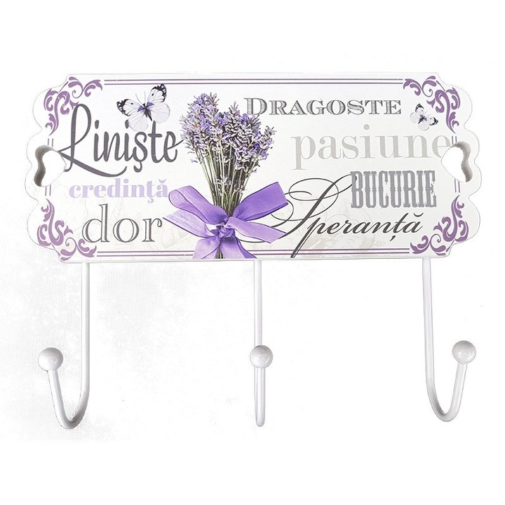 Cuier decorat cu flori, 3 agatatori, 1090E-1