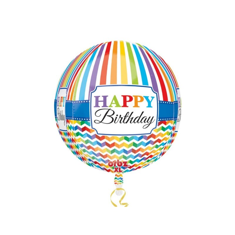 Balon Folie Sfera Orbz Happy Birthday, 38 x 40 cm, 30677