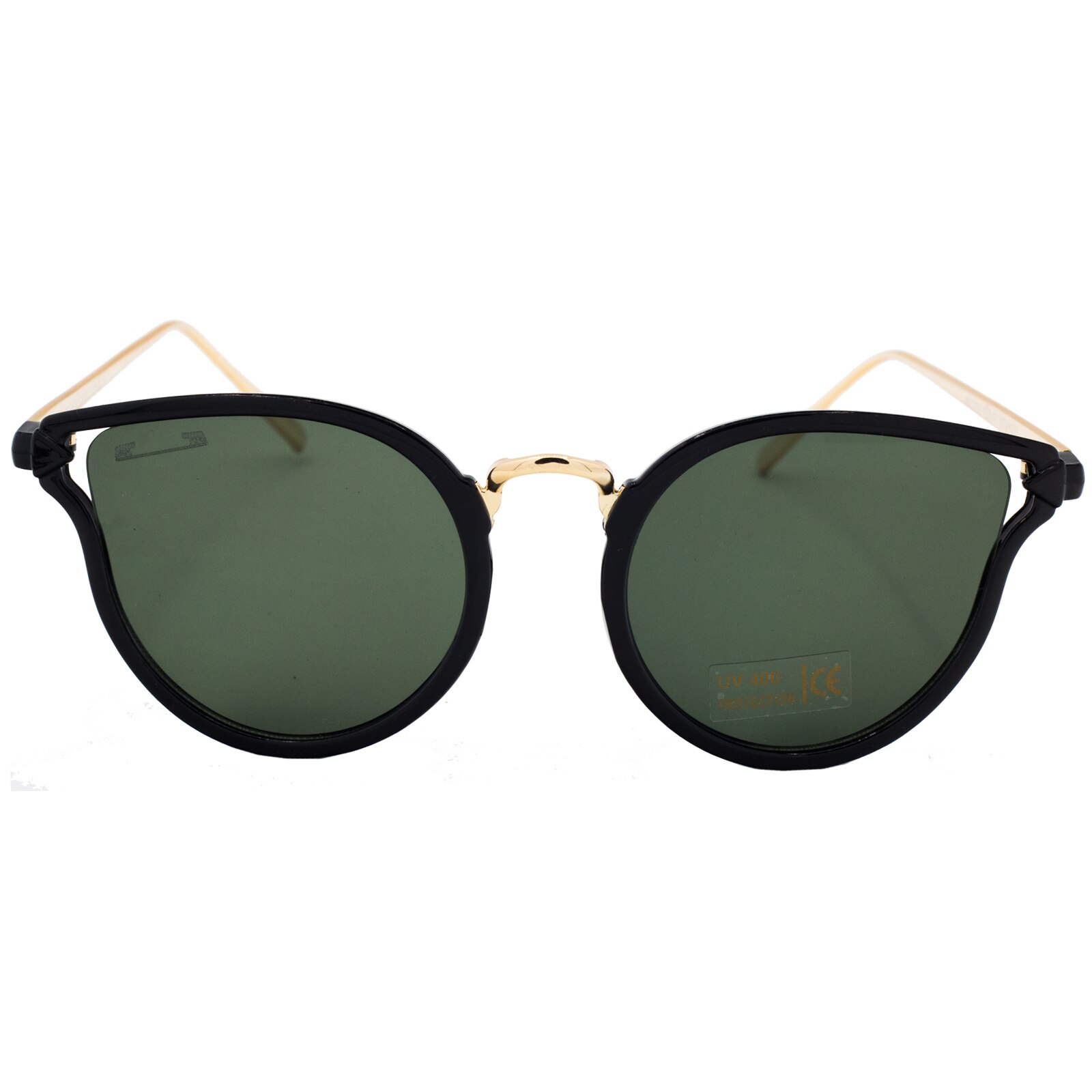 Ochelari de soare, dama, Cat Eye Gold, Matteo Ferari, toc si laveta, culoare Negru, UV400, lentile vernil, rama neagra cu accesorii aurii