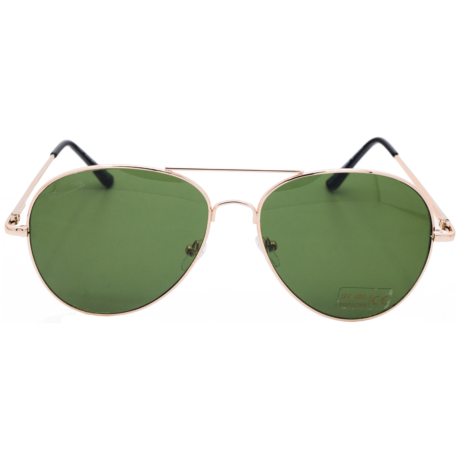 Ochelari de soare, dama, Gold Pilot, Matteo Ferari, toc si laveta, culoare auriu, UV400, lentile verde, rama aurie metalica cu punte discontinua