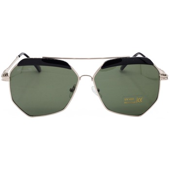Ochelari de soare, dama, Hexagonal Trendy, Matteo Ferari, toc si laveta, culoare argintiu, UV400, lentile gri, rama argintie geometrica cu accente negre Ochelari de soare, dama, Hexagonal Trendy, Matteo Ferari, toc si laveta, culoare argintiu, UV400, lentile gri, rama argintie geometrica cu accente negre