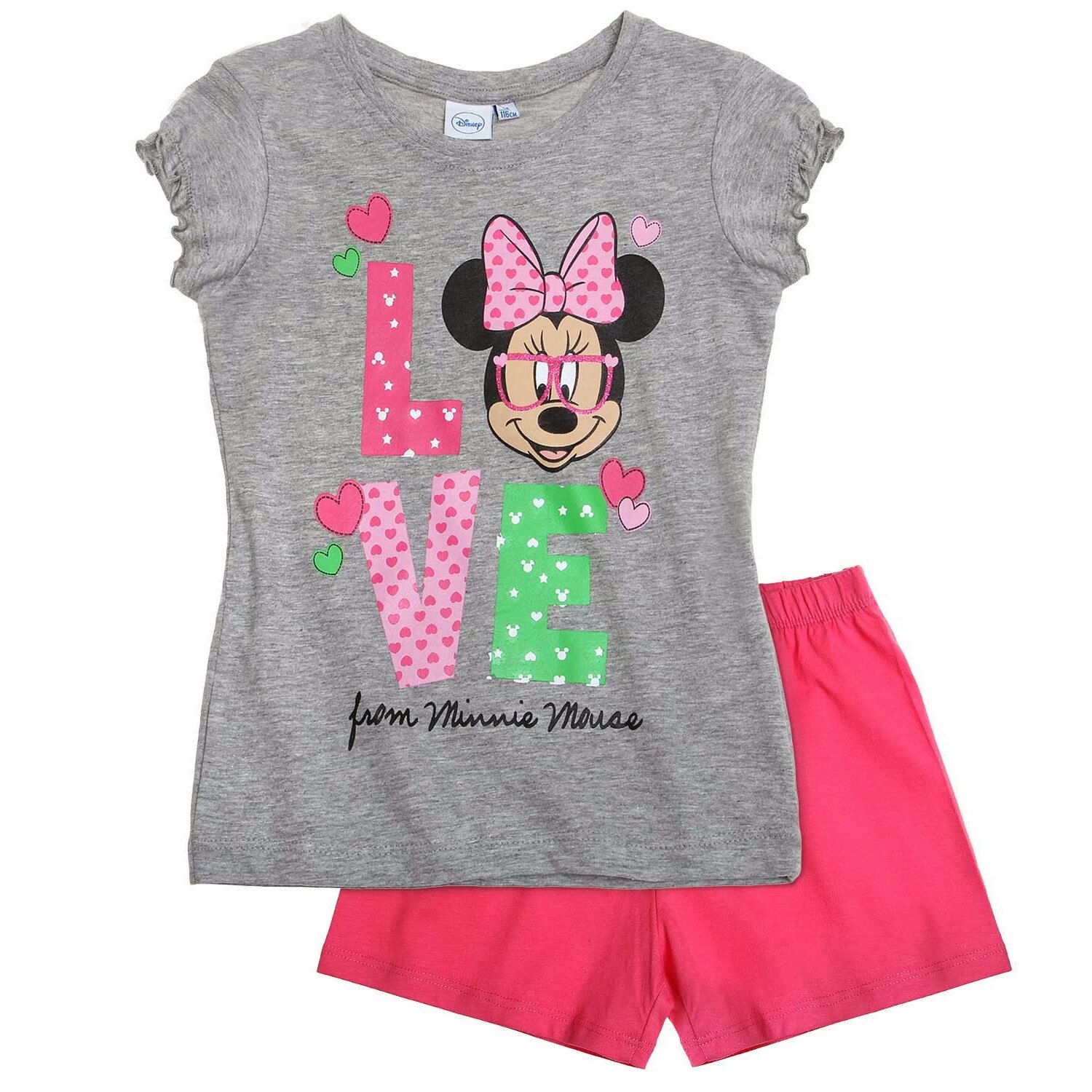 Pijama de vara Disney Minnie gri/roz, 128 cm, 8 ani