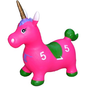 Jucarie Unicorn gonflabil de cauciuc cu lumina si muzica , lungime 65 cm , Roz , Robentoys Jucarie Unicorn gonflabil de cauciuc cu lumina si muzica , lungime 65 cm , Roz , Robentoys