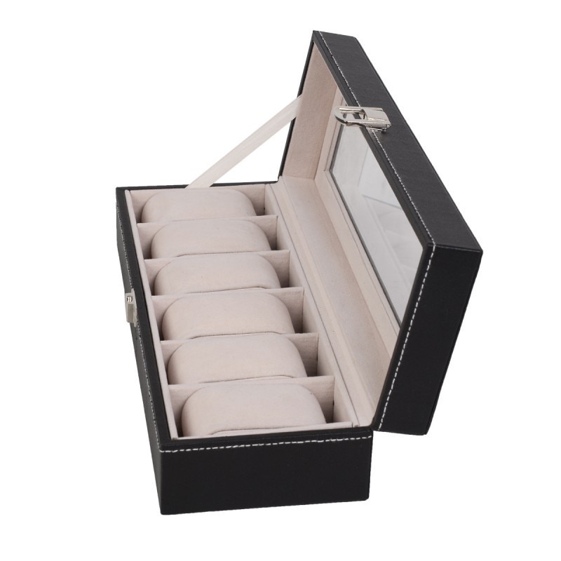 Set ceas barbatesc quartz si Cutie caseta piele pentru depozitare si organizare 6 ceasuri