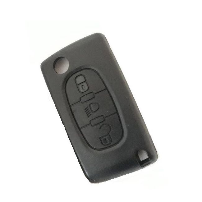 Carcasa cheie auto briceag cu 3 butoane, buton lumini si lamela laser, fara suport baterie, compatibila Peugeot PE-134 AllCars