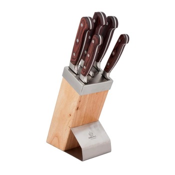 Set cutite KingHoff. cu lama inox, suport din lemn, 6 piese Set cutite KingHoff. cu lama inox, suport din lemn, 6 piese