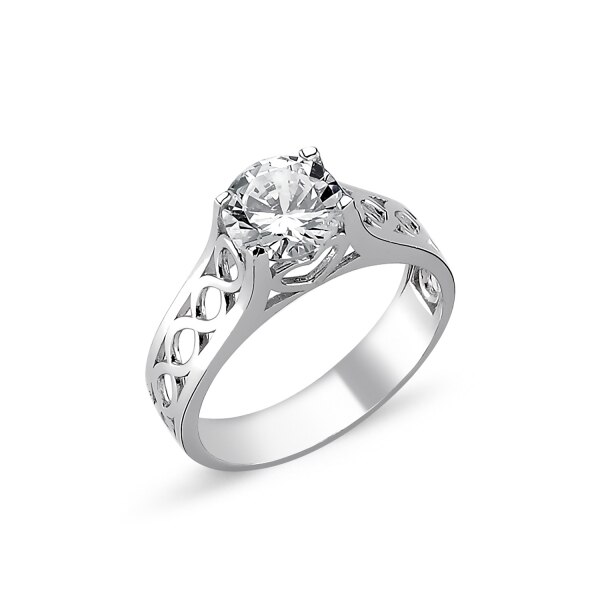 Inel elegant argint 925 rodiat infinit cu zirconiu alb ITU0091 9961