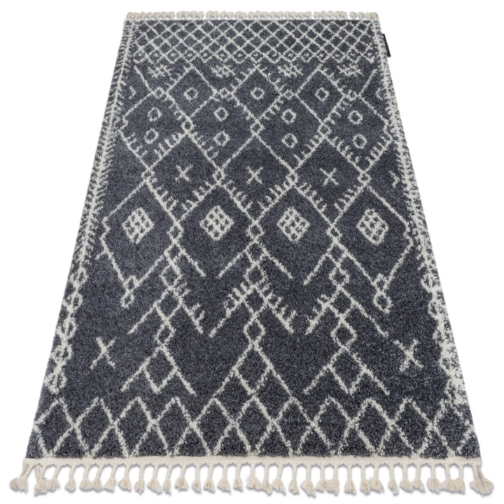 Covor DYWANY ŁUSZCZÓW berber tanger b5940 grisialb franjuri shaggy, 180x270 cm