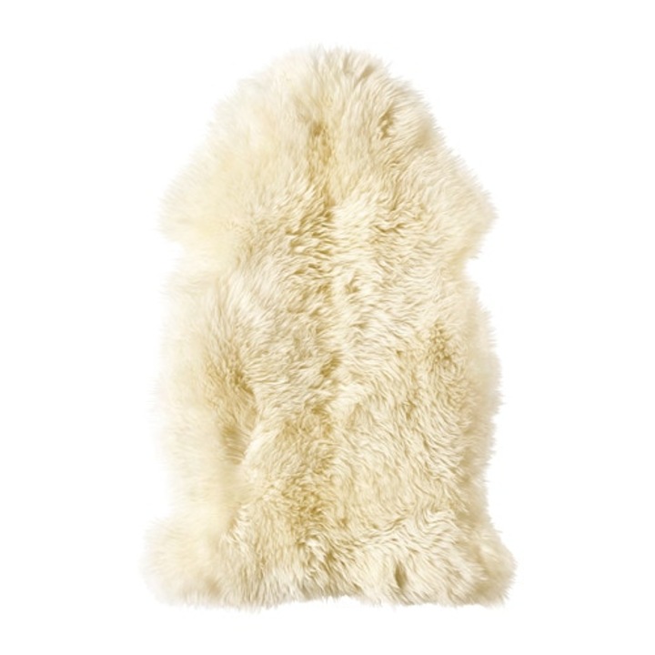 Covor din piele naturala, blana de oaie, alb murdar, 55 x 85 cm