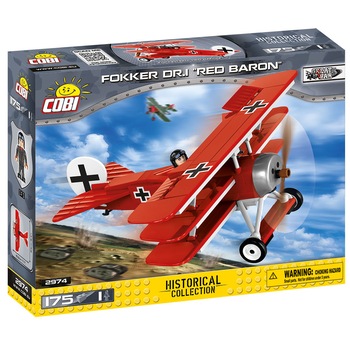 Set de constructie Cobi 2974, Avion P6 Fokker Dr.1 Red Baron, Rosu (175 pcs) Set de constructie Cobi 2974, Avion P6 Fokker Dr.1 Red Baron, Rosu (175 pcs)
