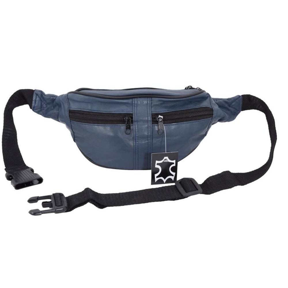 Borseta brau, piele naturala, albastru, 34 x 15 cm, B901A