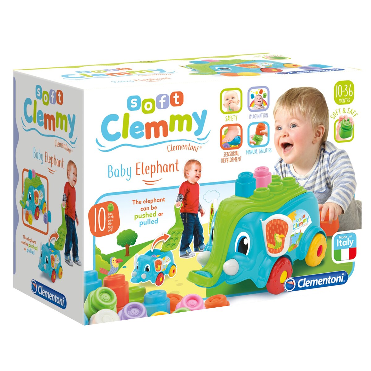 Set cuburi Soft Clemmy - Elefantel, 10 piese