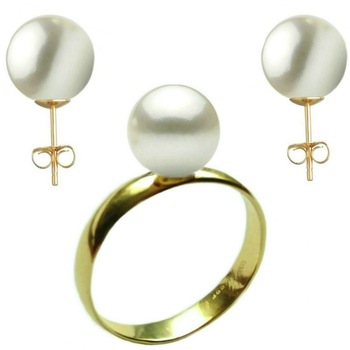 Set Aur Cercei cu Surub si Inel cu Perle Naturale Premium Albe de 10 mm, marimea 15,7 mm Set Aur Cercei cu Surub si Inel cu Perle Naturale Premium Albe de 10 mm, marimea 15,7 mm