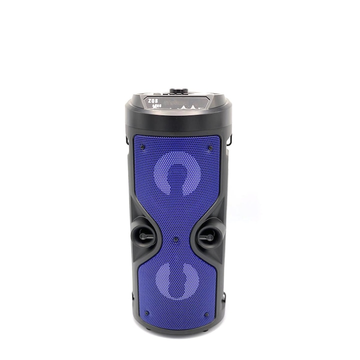 Boxa Audio Portabila cu Conectivitate Bluetooth, Lumini LED pe Woofere, Chinga pentru umar, Telecomanda, Intrare Microfon Jack 6,3mm
