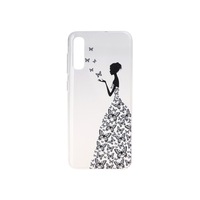 Husa de protectie Case-M, Pentru Samsung Galaxy A50, Pentru spate, Din silicon, Cu imprimeu fata, Transparent / Negru