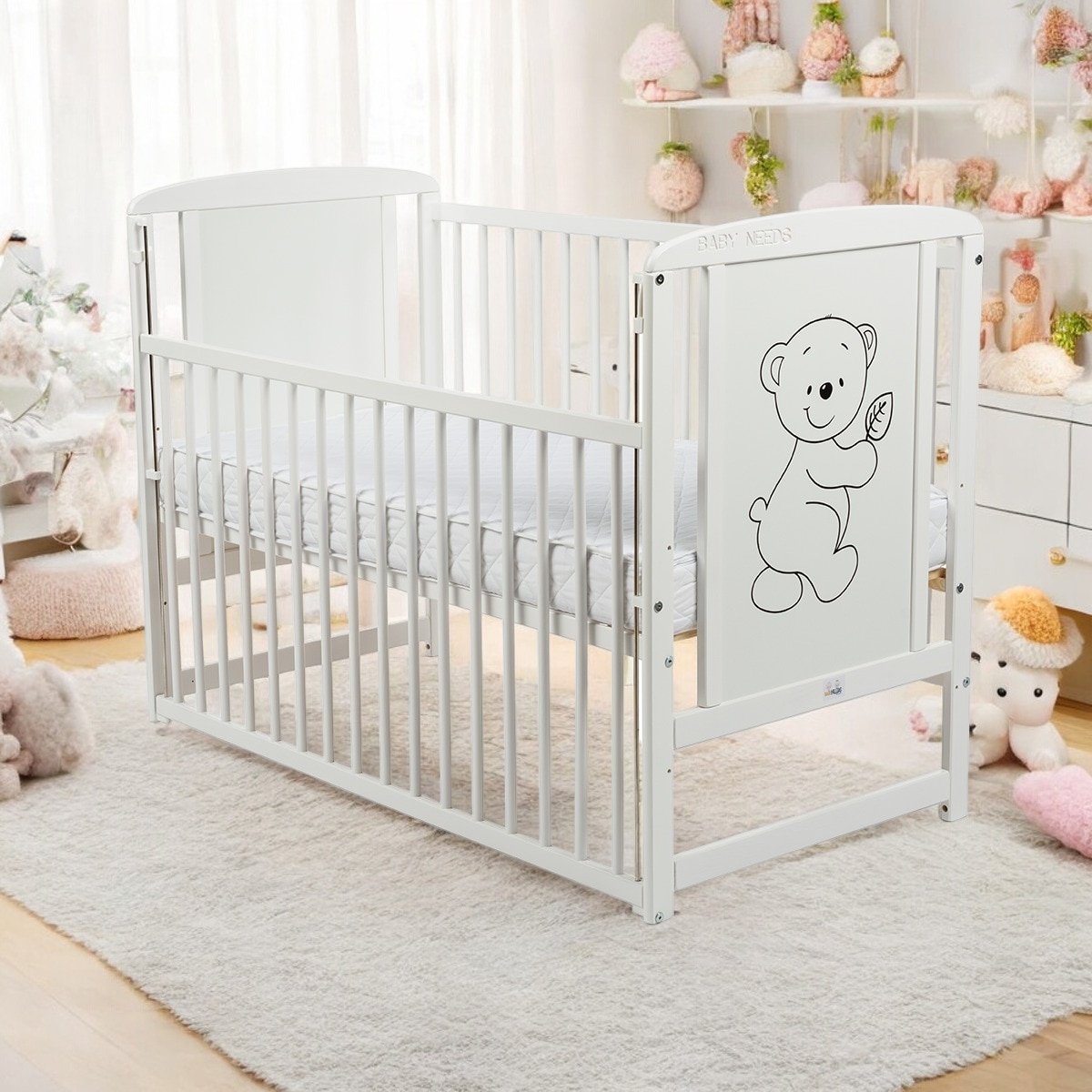 アンティーク／米 ケナー社 ベビーバディズ／BABY buddies Кошара BabyNeeds, Дърво, Timmi, 120x60 см, Матрак 12 см, Бял - eMAG.bg