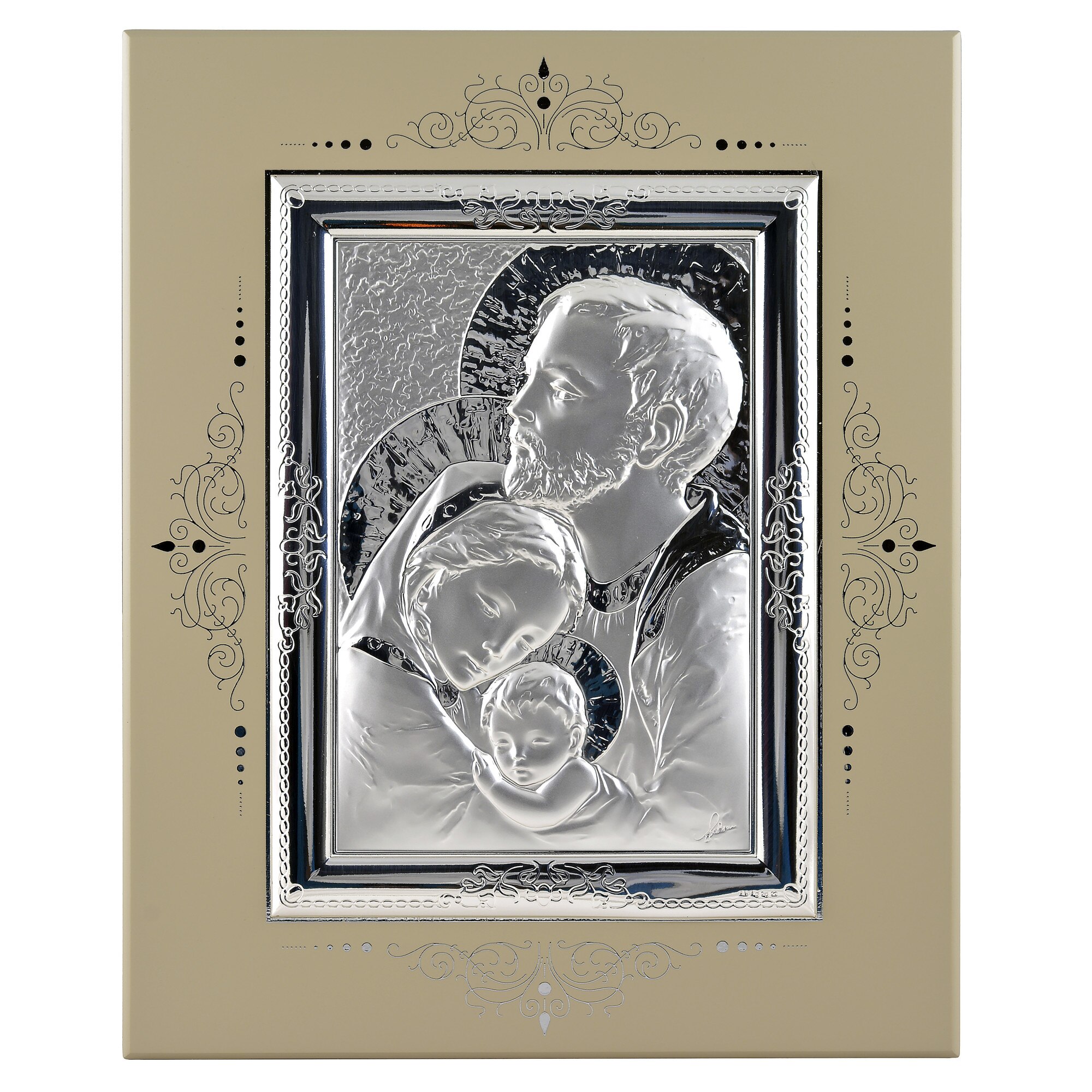 Icoana placata cu argint - Sfanta familie - Compozit, drept, 24x20 cm, 3/3