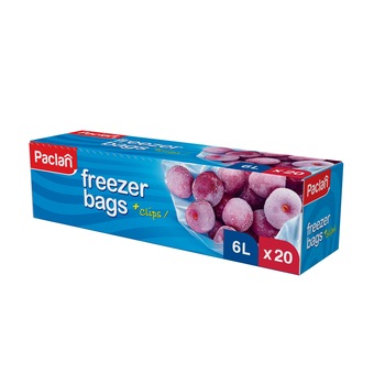 Pungi pentru congelator cu clipsuri Paclan 6l 30cmx46cm 20buc Pungi pentru congelator cu clipsuri Paclan 6l 30cmx46cm 20buc