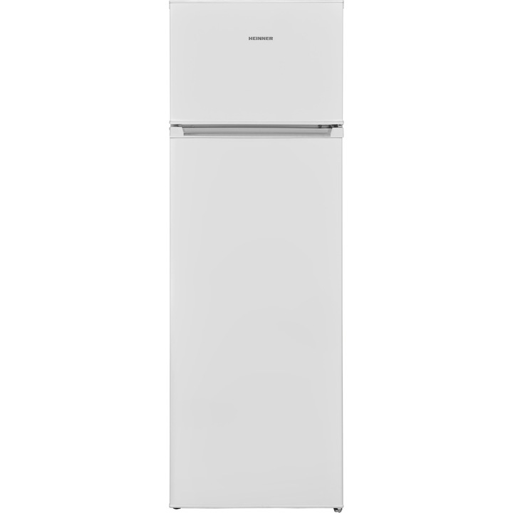 Хладилник с 2 врати Heinner HF-V240F+, 240 л, Клас F, less frost, Механичен контрол, Регулируем термостат, LED осветление, H 160 см, Бял
