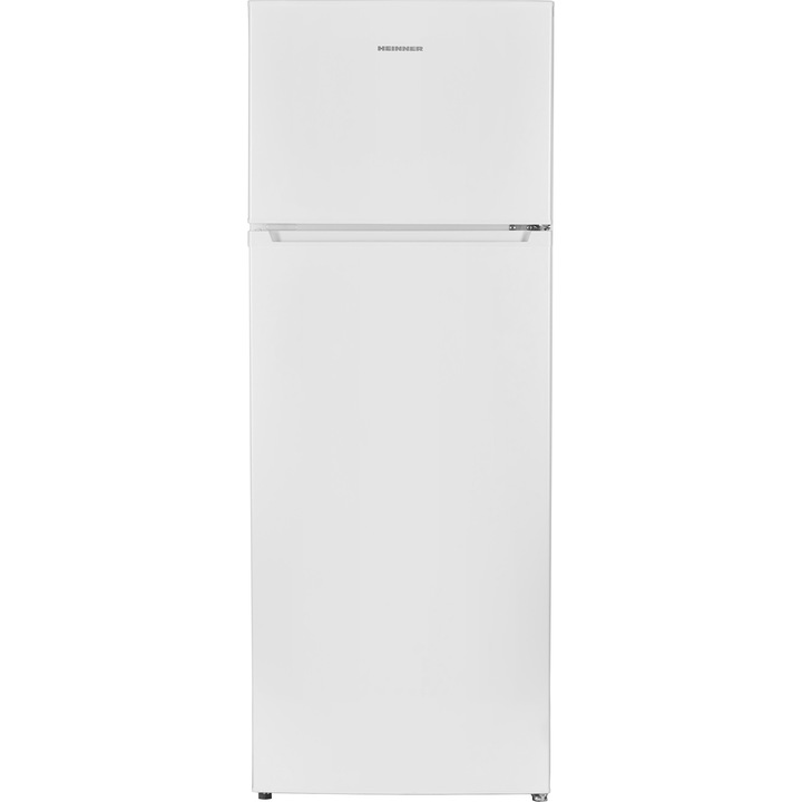 Хладилник с 2 врати Heinner HF-V213F+ , 212 л, Клас F, Механичен контрол, Регулируем термостат, H 144 см, Бял