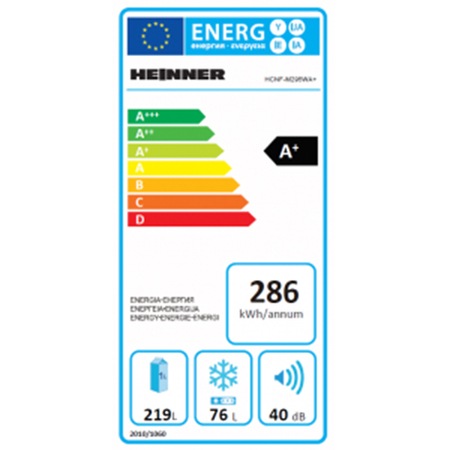 Combina frigorifica Heinner HCNF-M295WA+, 295 l, Clasa A+, Full No Frost, Display interior, Control electronic, H 188 cm, Alb