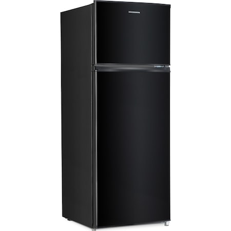 Frigider cu doua usi Heinner HF-M207BKA+, 204 l, Clasa A+, Iluminare LED, Control mecanic, H 144 cm, Negru