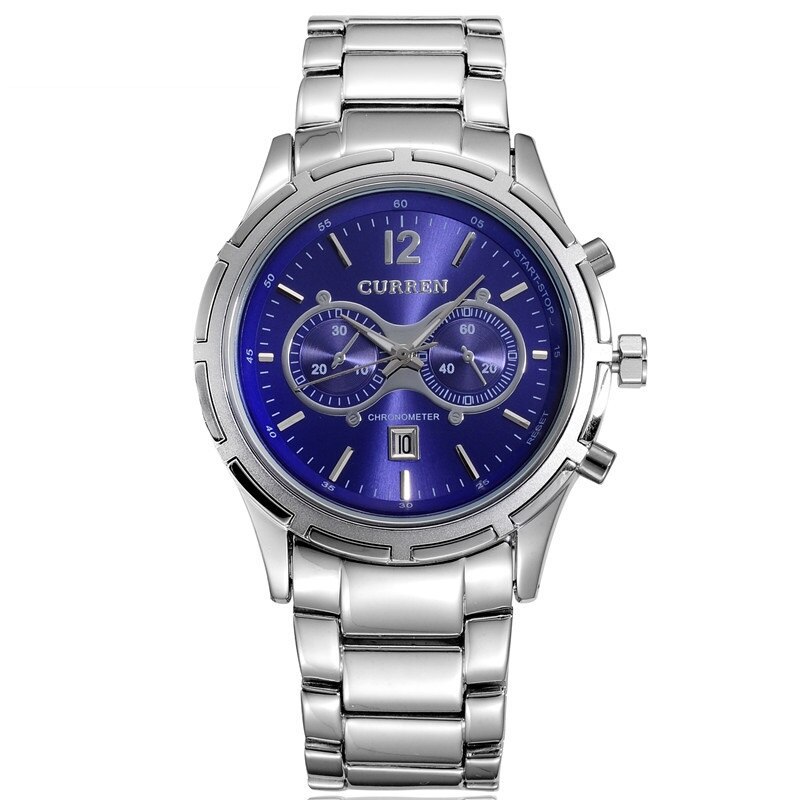 Ceas barbatesc Curren Sard, Otel inoxidabil, Argintiu / Albastru