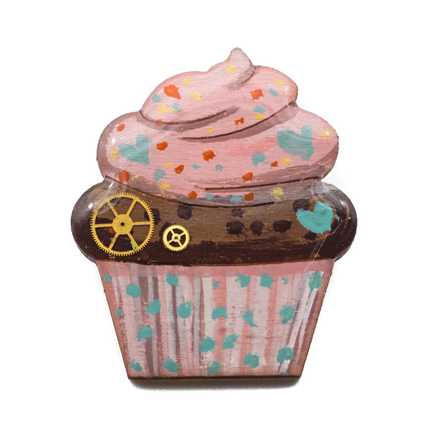 Brosa de LEMN Cupcake 556, 40mm, Multicolor