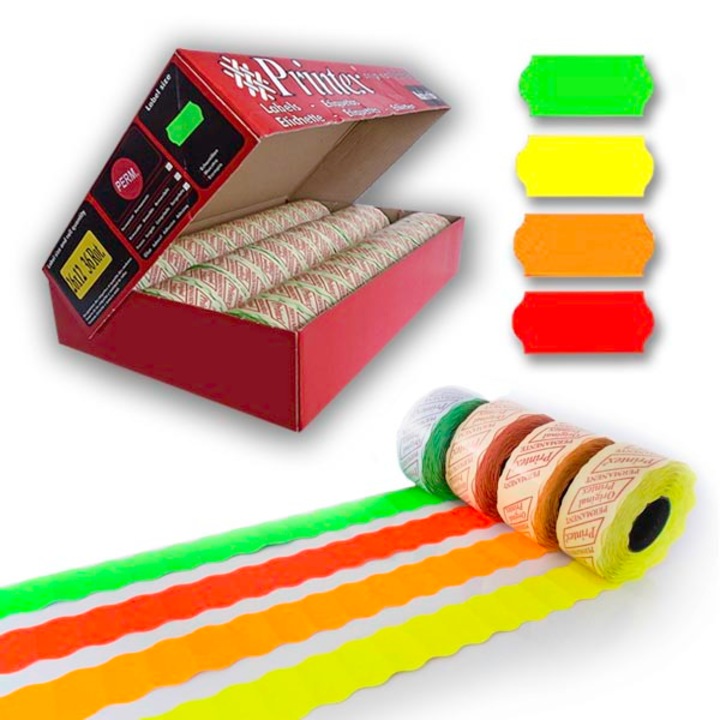 10 ролки Етикети Жълти 26х12mm printex за едноредови маркиращи клещи