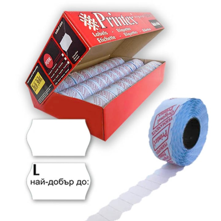 10 ролки Етикети Бели 26х16mm printex за двуредови маркиращи клещи