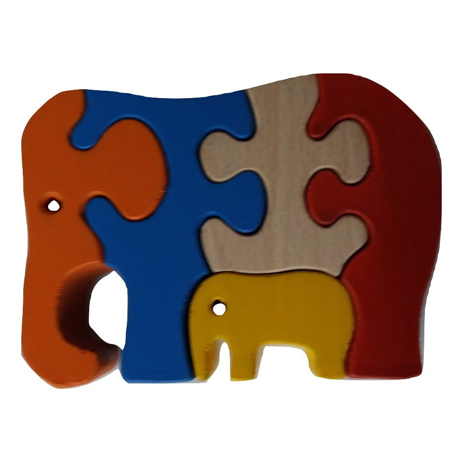 Puzzle elefant din lemn masiv