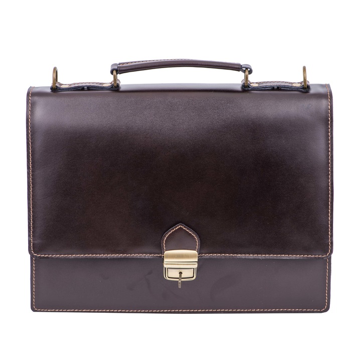 Aktatáska, bőr, Toro Nero, executive hipster, barna