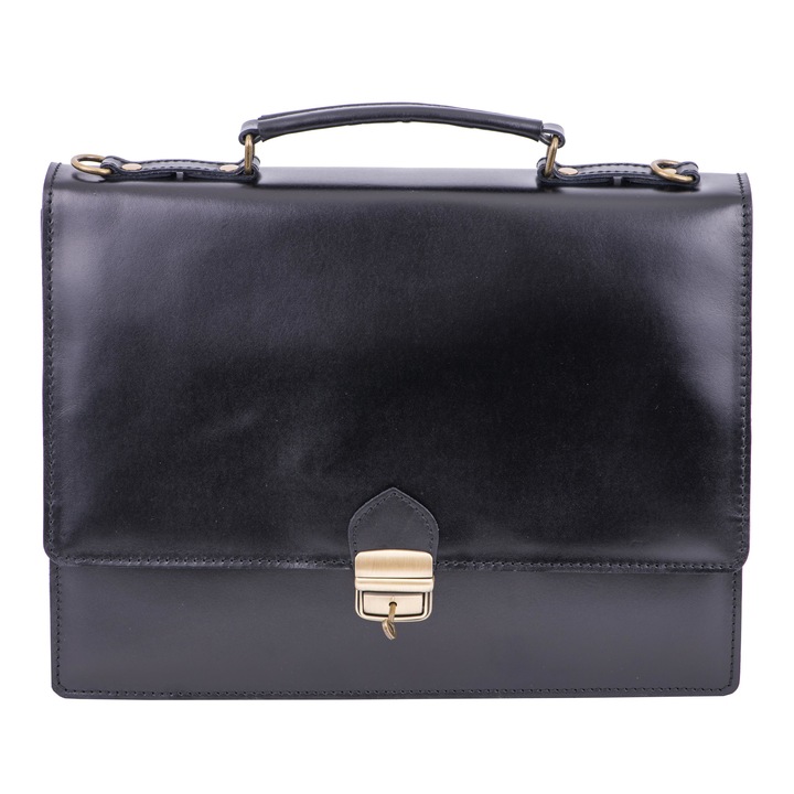 Aktatáska, bőr, Toro Nero, executive hipster, fekete